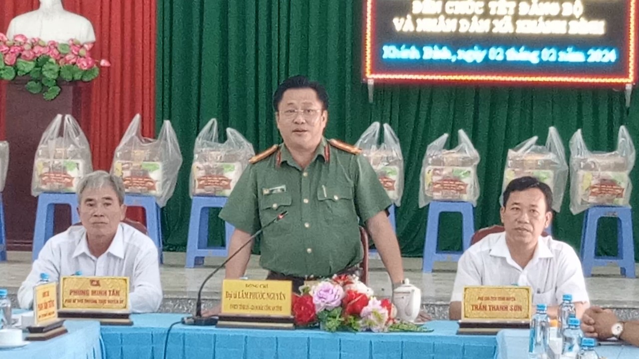Đại tá Lâm Phước Nguyên, Giám đốc Công an tỉnh An Giang phát biểu